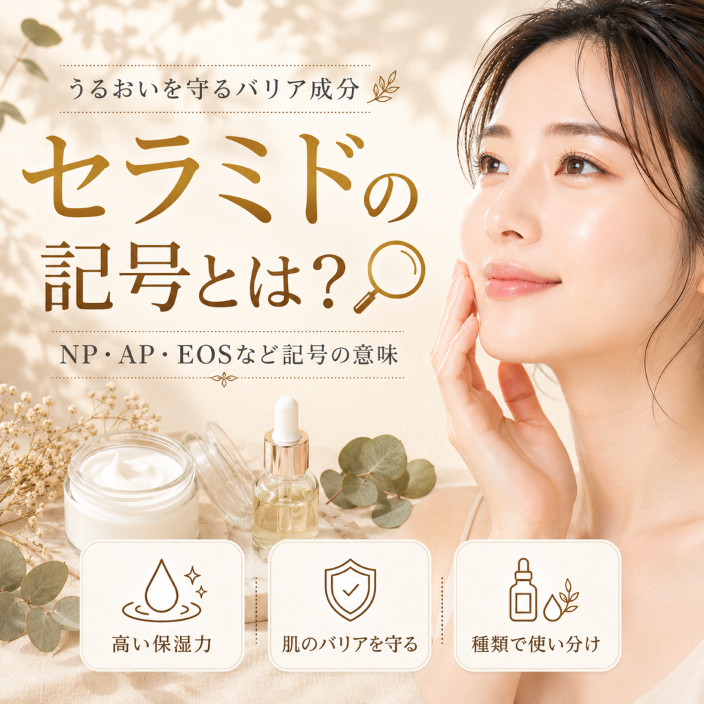 セラミドの記号(NP・AP・EOSなど)の意味と選び方を解説する記事のアイキャッチ画像