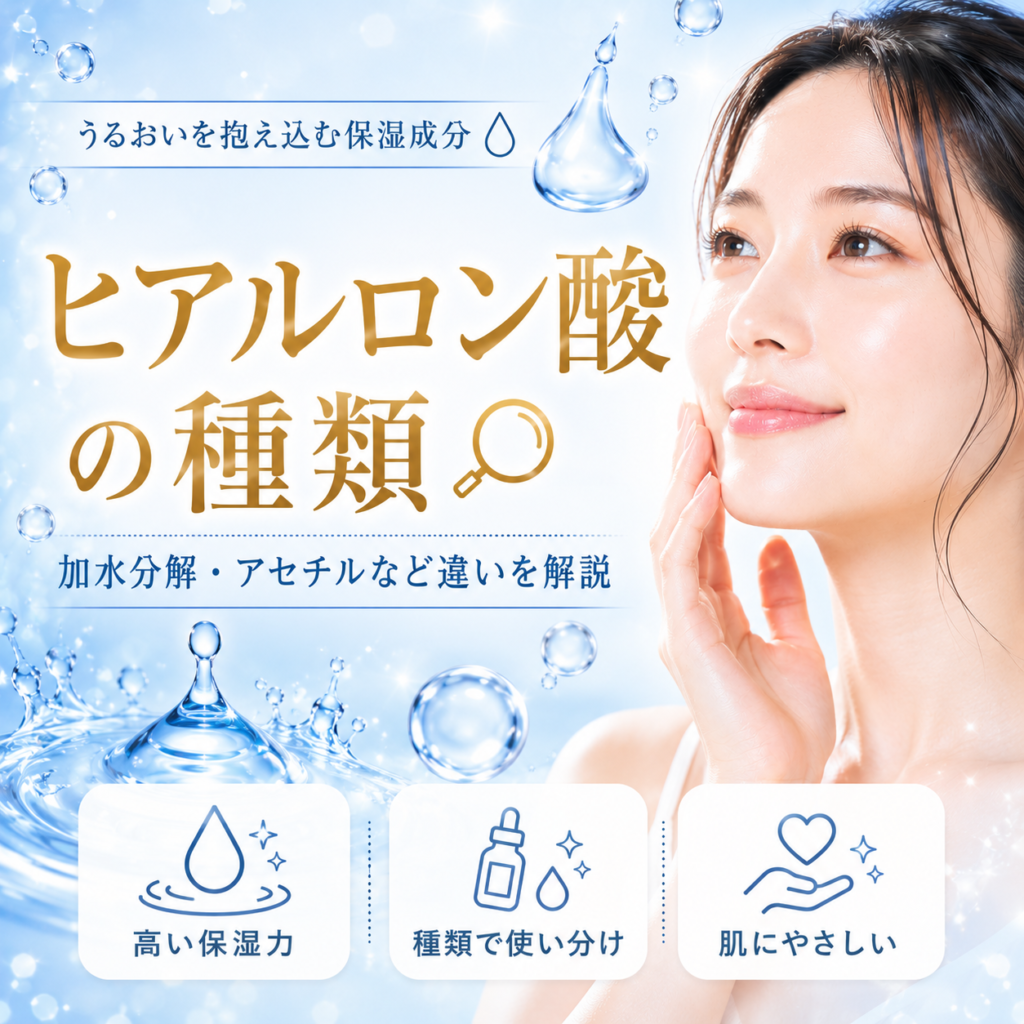ヒアルロン酸の種類の違いと見分け方を解説する記事のアイキャッチ画像