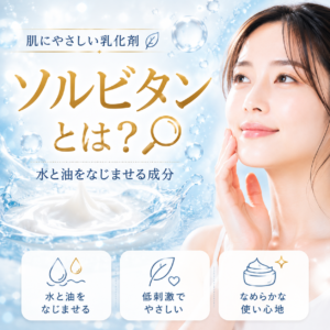 水と油をなじませる乳化剤ソルビタンとは何かを解説する記事のアイキャッチ画像