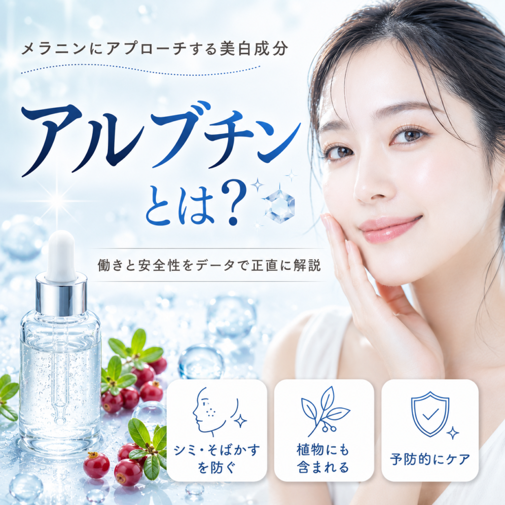 アルブチンとは？美白成分としての働きと安全性をデータで正直に解説する記事のアイキャッチ