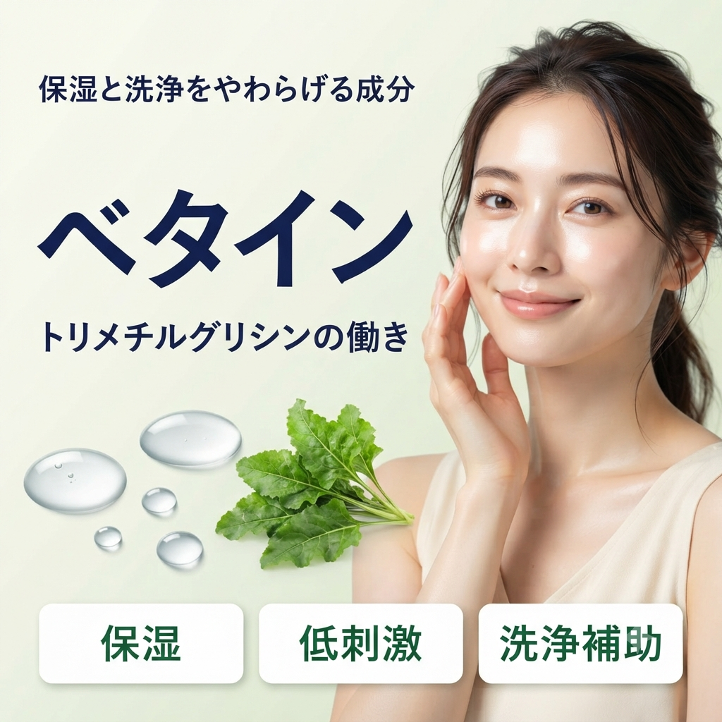 ベタイン(トリメチルグリシン)とは？保湿と洗浄をやわらげる成分を解説する記事のアイキャッチ
