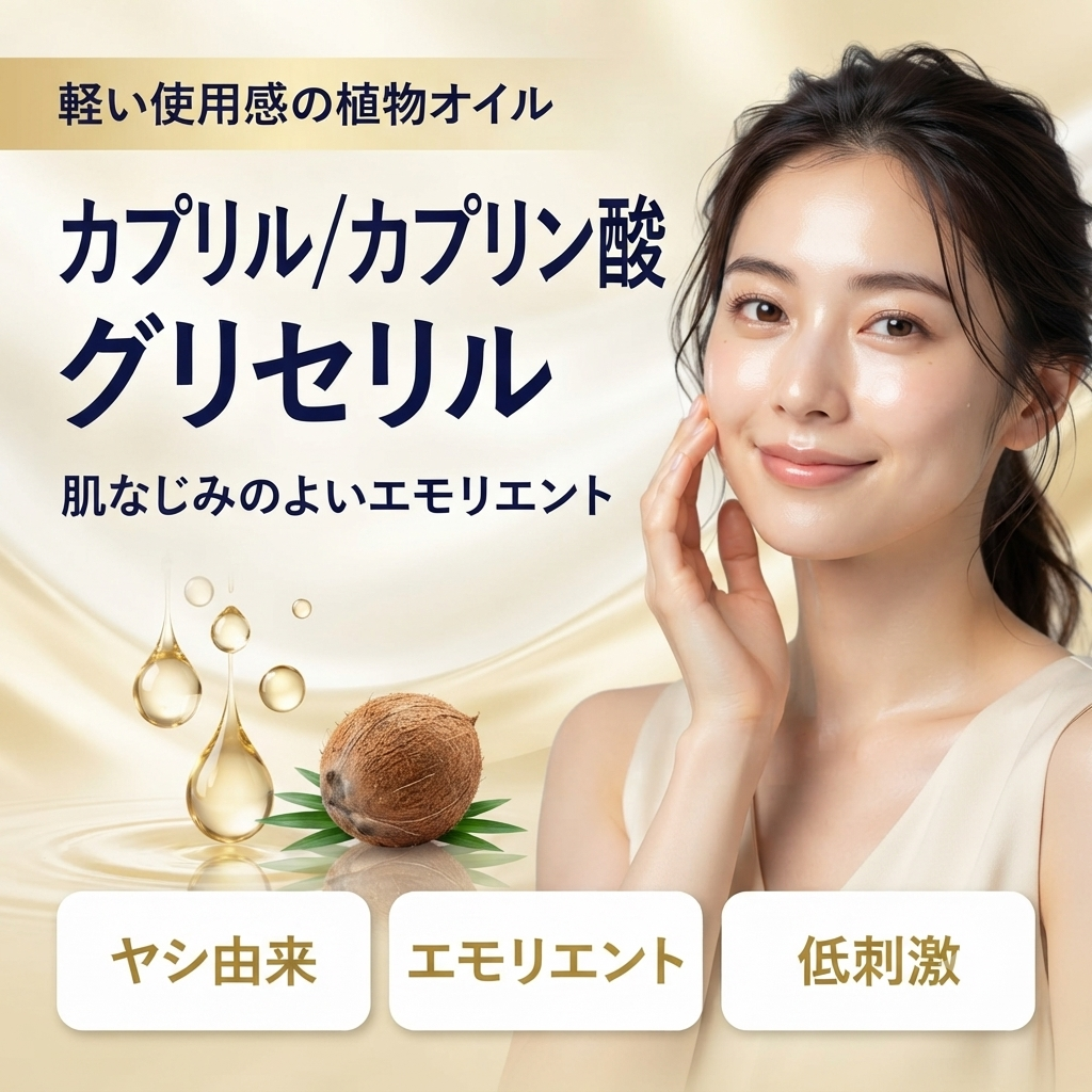 トリ（カプリル酸/カプリン酸）グリセリルとは？軽い植物由来オイルを解説する記事のアイキャッチ
