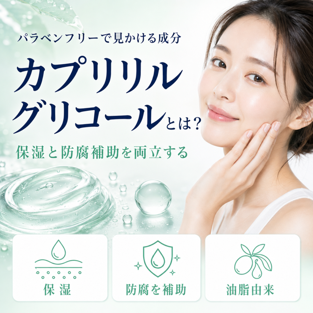 カプリリルグリコールとは？保湿・防腐補助に使われる理由と安全性をデータで正直に解説を解説する記事のアイキャッチ