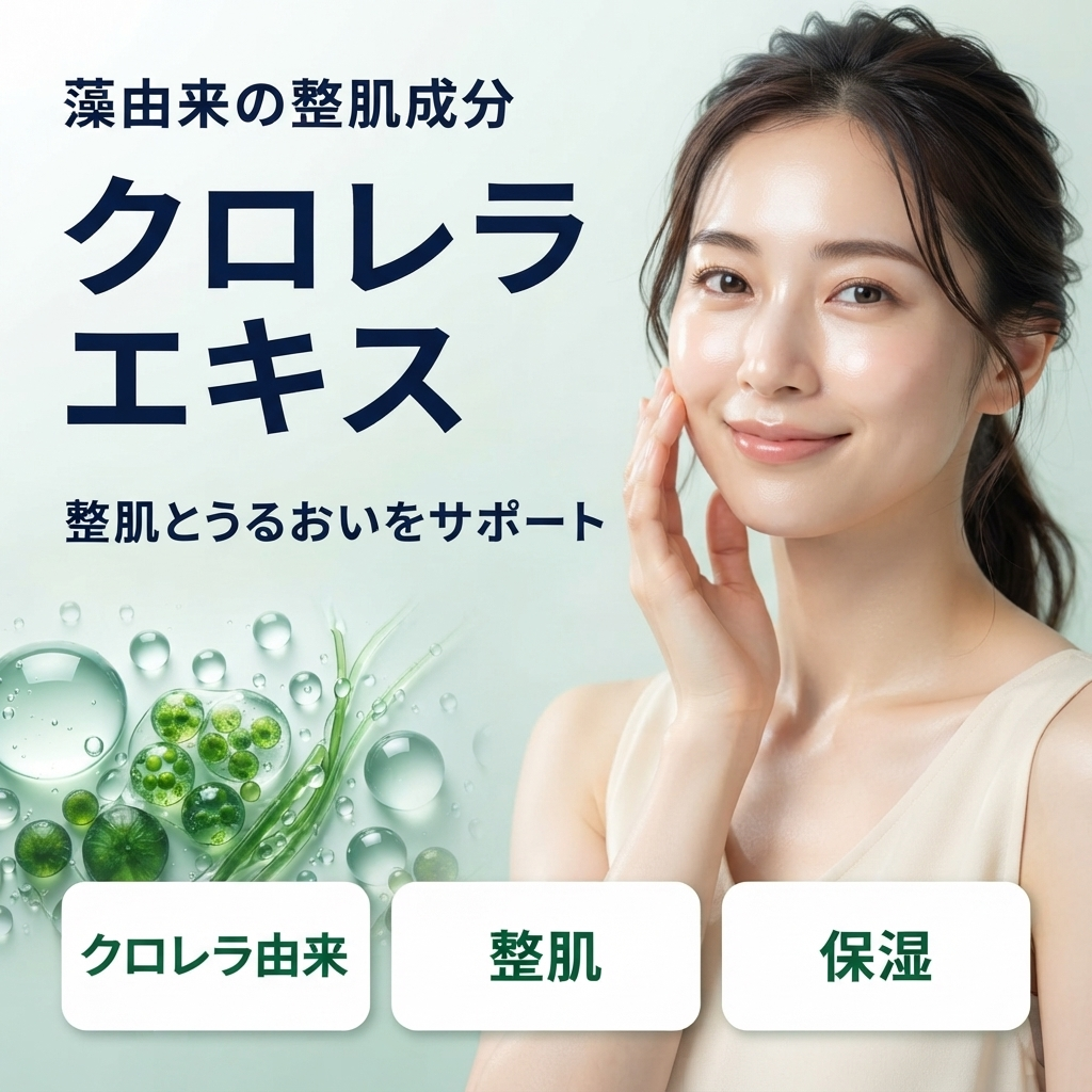 クロレラエキスとは？藻由来の整肌成分を解説する記事のアイキャッチ
