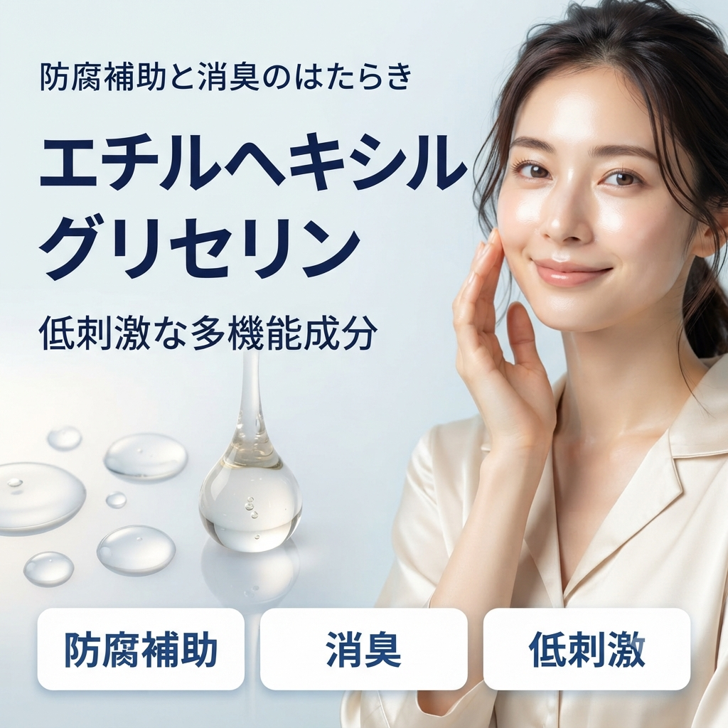 エチルヘキシルグリセリンとは？防腐補助と消臭のはたらきを解説する記事のアイキャッチ