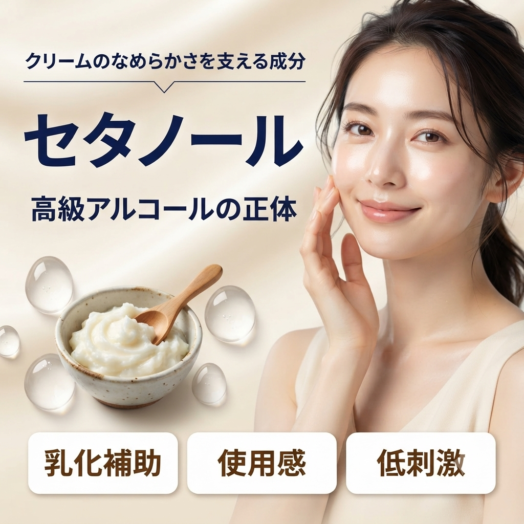 セタノールとは？クリームのなめらかさを支える成分を解説する記事のアイキャッチ