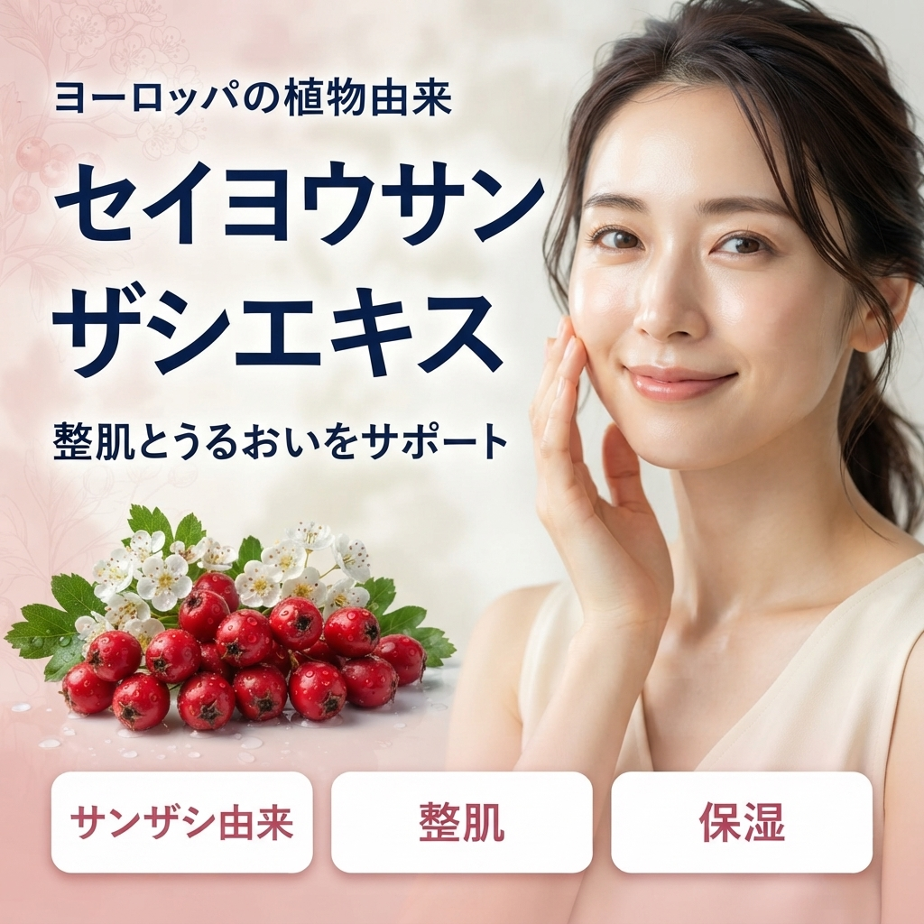 セイヨウサンザシエキスとは？ヨーロッパの植物由来の整肌成分を解説する記事のアイキャッチ