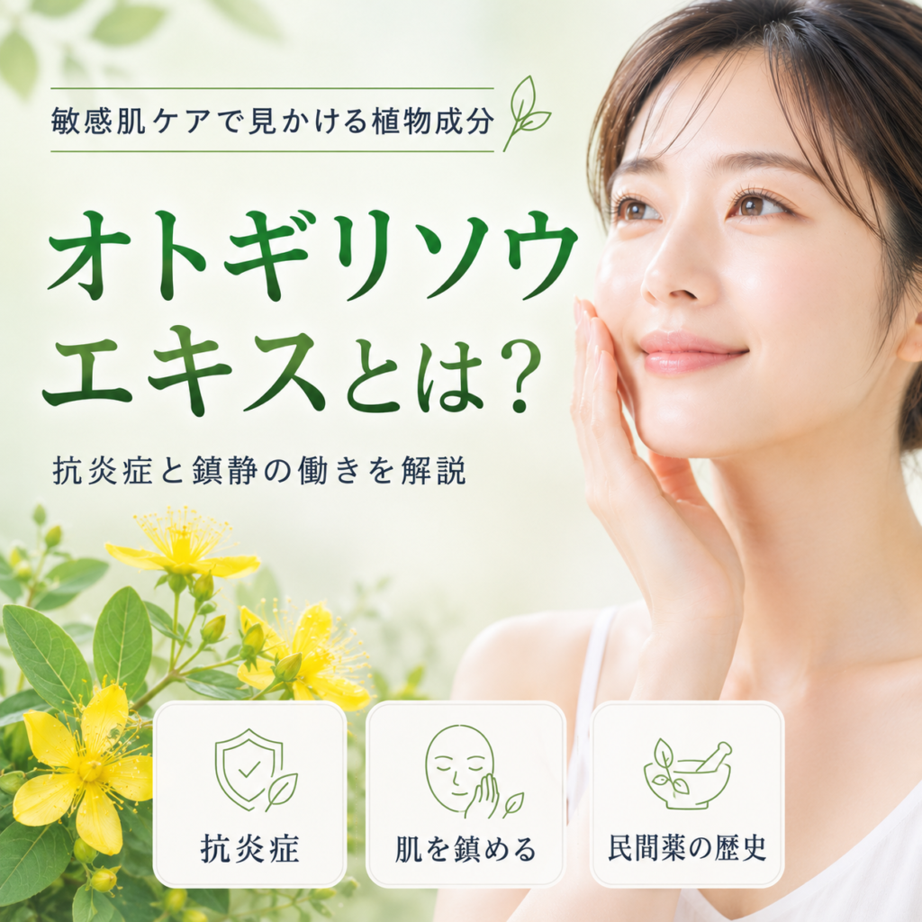オトギリソウエキスとは？抗炎症・鎮静に使われる理由と安全性をデータで正直に解説を解説する記事のアイキャッチ