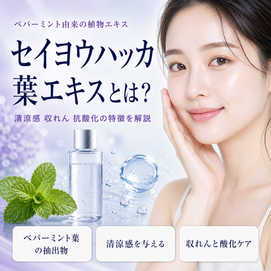 セイヨウハッカ葉と透明な化粧水を配した清涼感成分のアイキャッチ画像