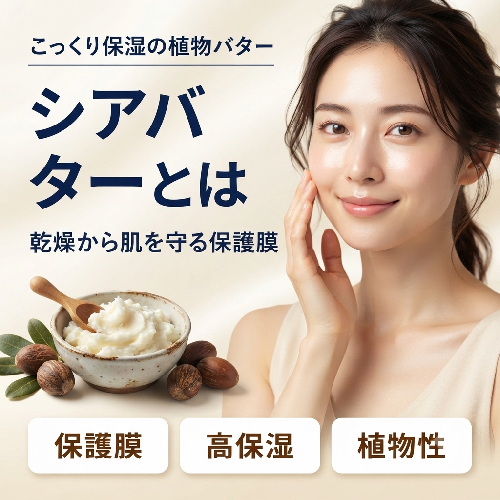 シアバターとは？こっくり保湿の植物バターを解説する記事のアイキャッチ
