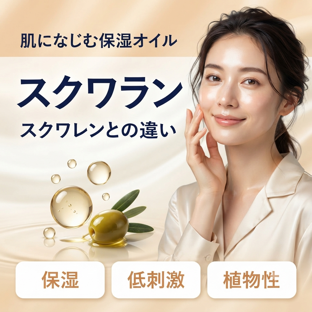 スクワランとは？肌になじむ保湿オイルを解説する記事のアイキャッチ