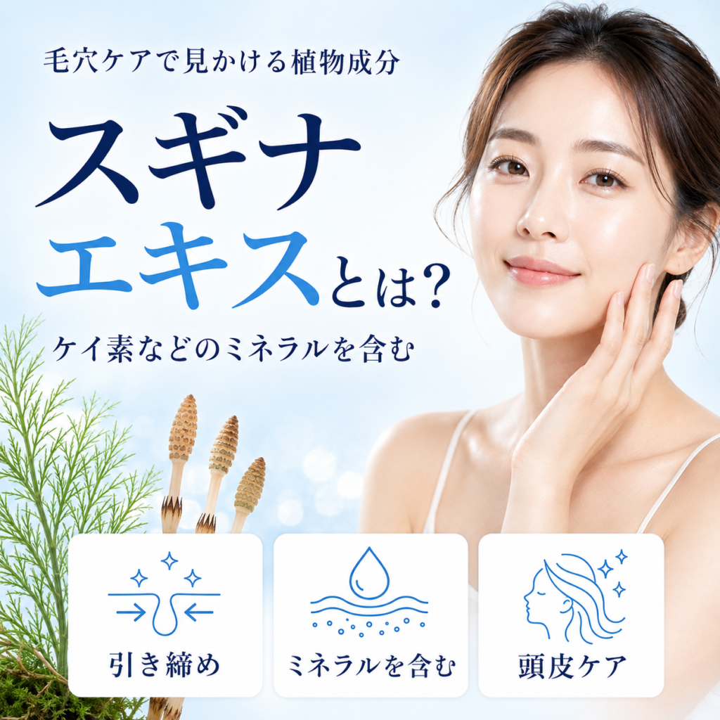スギナエキスとは？引き締めとミネラル補給に使われる理由と安全性をデータで正直に解説を解説する記事のアイキャッチ