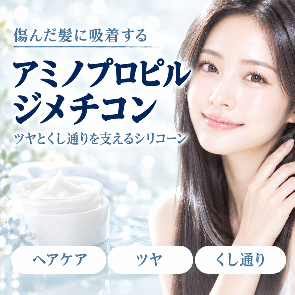 アミノプロピルジメチコンとは？傷んだ髪に吸着するシリコーンを解説する記事のアイキャッチ