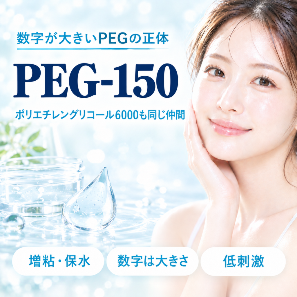 PEG-150・ポリエチレングリコール6000とは？数字が大きいPEGの役割を解説する記事のアイキャッチ