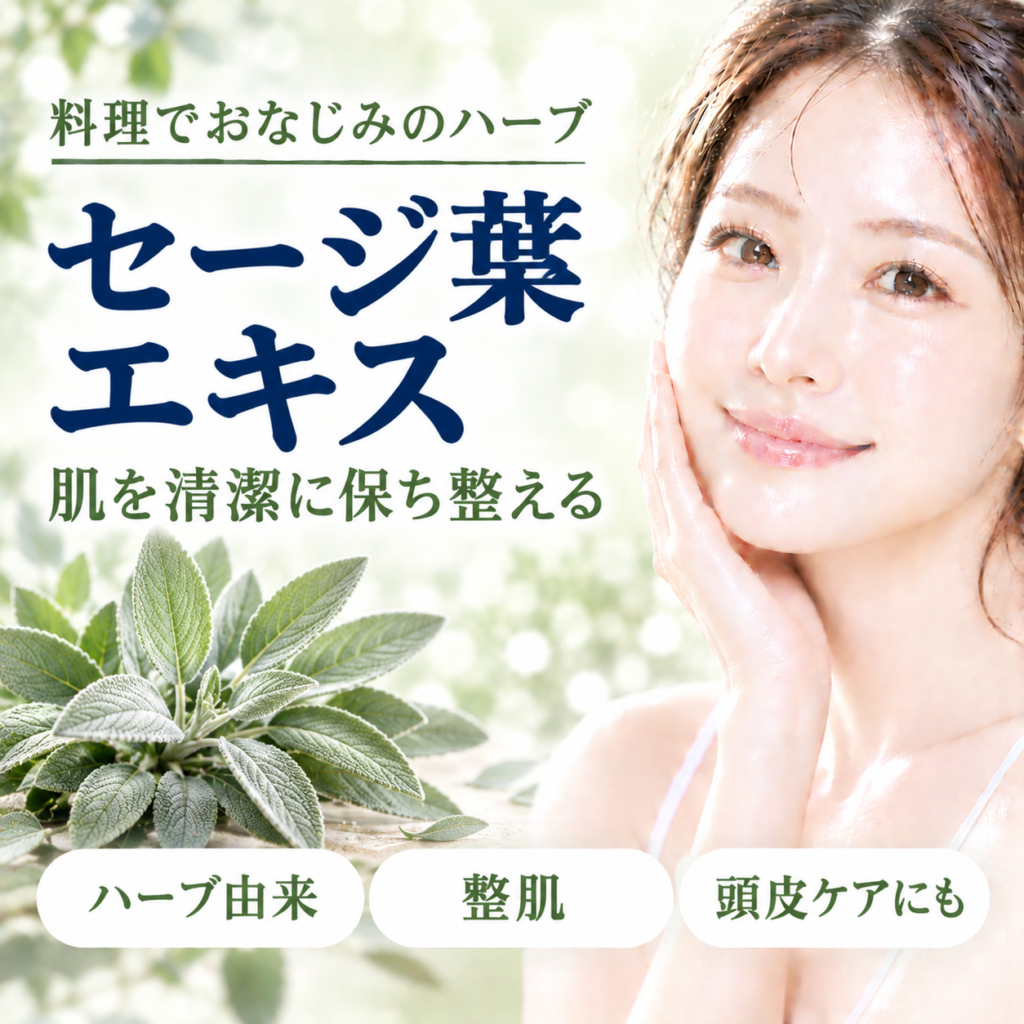 セージ葉エキスとは？料理のセージとの関係と化粧品での役割を解説する記事のアイキャッチ