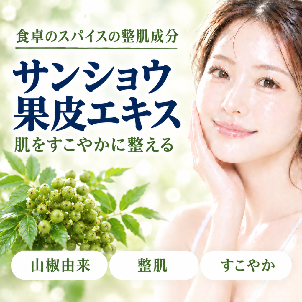 サンショウ果皮エキスとは？粉山椒との関係と化粧品での役割を解説する記事のアイキャッチ