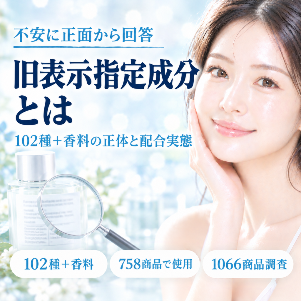 旧表示指定成分とは？102種＋香料の正体と配合実態を解説する記事のアイキャッチ